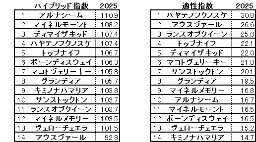 2025　函館記念　HB指数